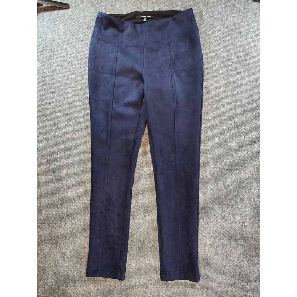 Andrew Marc Faux Suede Pants Womens 8 Navy Blue Pull On Stretch Leggings